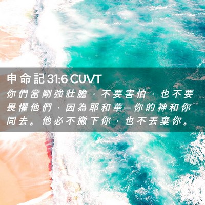 Picture 02 - 申 命 記 31:6 CUVT - 你 們 當 剛 強 壯 膽 ， 不 要 害 怕 - Bible Verse Picture