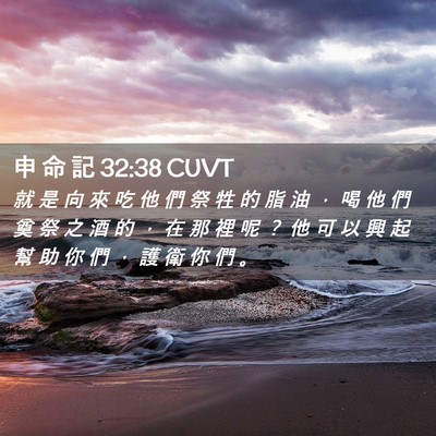 Picture 02 - 申 命 記 32:38 CUVT - 就 是 向 來 吃 他 們 祭 牲 的 脂 油 - Bible Verse Picture