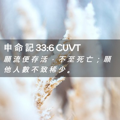 Picture 02 - 申 命 記 33:6 CUVT - 願 流 便 存 活 ， 不 至 死 亡 ； 願 - Bible Verse Picture