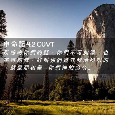 Picture 02 - 申 命 記 4:2 CUVT - 所 吩 咐 你 們 的 話 ， 你 們 不 可 - Bible Verse Picture