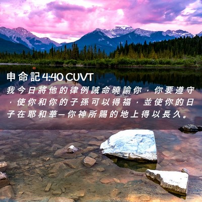 Picture 02 - 申 命 記 4:40 CUVT - 我 今 日 將 他 的 律 例 誡 命 曉 諭 - Bible Verse Picture