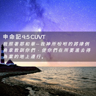 Picture 02 - 申 命 記 4:5 CUVT - 我 照 著 耶 和 華 ─ 我 神 所 吩 咐 - Bible Verse Picture