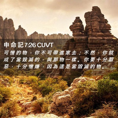 Picture 02 - 申 命 記 7:26 CUVT - 可 憎 的 物 ， 你 不 可 帶 進 家 去 - Bible Verse Picture