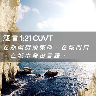 Picture 02 - 箴 言 1:21 CUVT - 在 熱 鬧 街 頭 喊 叫 ， 在 城 門 口 - Bible Verse Picture