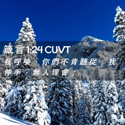 Picture 02 - 箴 言 1:24 CUVT - 我 呼 喚 ， 你 們 不 肯 聽 從 ； 我 - Bible Verse Picture