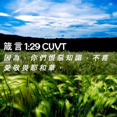 Picture 02 - 箴 言 1:29 CUVT - 因 為 ， 你 們 恨 惡 知 識 ， 不 喜 - Bible Verse Picture