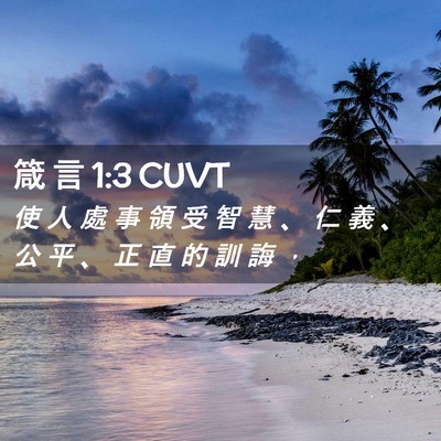 Picture 02 - 箴 言 1:3 CUVT - 使 人 處 事 領 受 智 慧 、 仁 義 、 - Bible Verse Picture