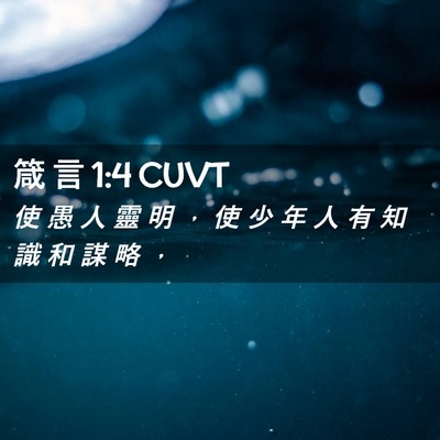 Picture 02 - 箴 言 1:4 CUVT - 使 愚 人 靈 明 ， 使 少 年 人 有 知 - Bible Verse Picture