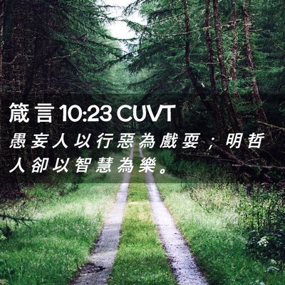 Picture 02 - 箴 言 10:23 CUVT - 愚 妄 人 以 行 惡 為 戲 耍 ； 明 哲 - Bible Verse Picture