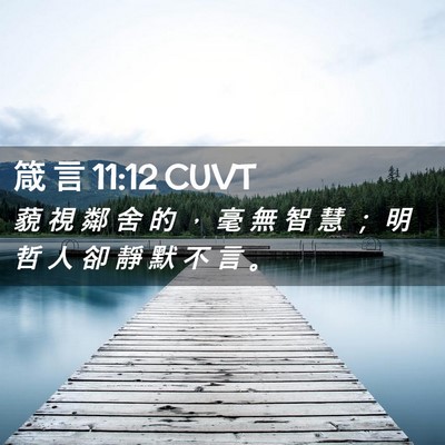 Picture 02 - 箴 言 11:12 CUVT - 藐 視 鄰 舍 的 ， 毫 無 智 慧 ； 明 - Bible Verse Picture