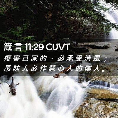 Picture 02 - 箴 言 11:29 CUVT - 擾 害 己 家 的 ， 必 承 受 清 風 ； - Bible Verse Picture