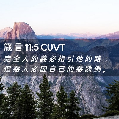 Picture 02 - 箴 言 11:5 CUVT - 完 全 人 的 義 必 指 引 他 的 路 ； - Bible Verse Picture