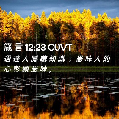 Picture 02 - 箴 言 12:23 CUVT - 通 達 人 隱 藏 知 識 ； 愚 昧 人 的 - Bible Verse Picture