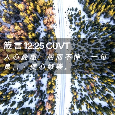 Picture 02 - 箴 言 12:25 CUVT - 人 心 憂 慮 ， 屈 而 不 伸 ； 一 句 - Bible Verse Picture