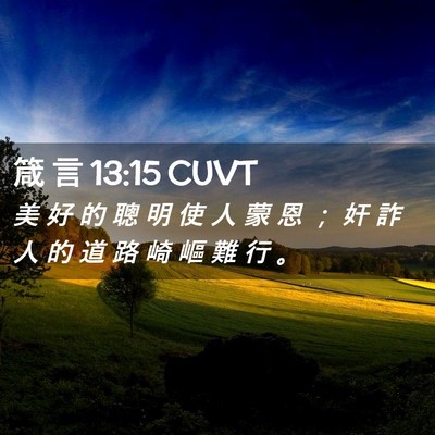 Picture 02 - 箴 言 13:15 CUVT - 美 好 的 聰 明 使 人 蒙 恩 ； 奸 詐 - Bible Verse Picture