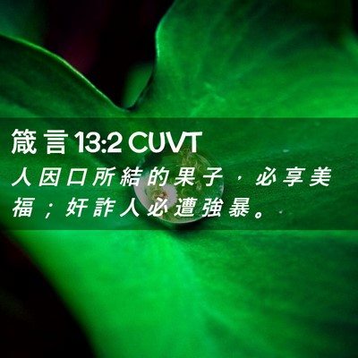 Picture 02 - 箴 言 13:2 CUVT - 人 因 口 所 結 的 果 子 ， 必 享 美 - Bible Verse Picture