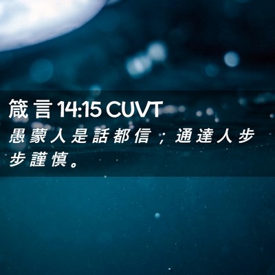 Picture 02 - 箴 言 14:15 CUVT - 愚 蒙 人 是 話 都 信 ； 通 達 人 步 - Bible Verse Picture