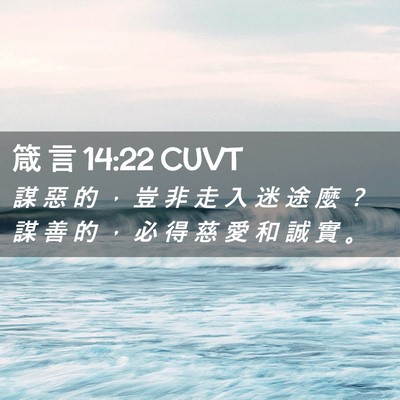 Picture 02 - 箴 言 14:22 CUVT - 謀 惡 的 ， 豈 非 走 入 迷 途 麼 ？ - Bible Verse Picture