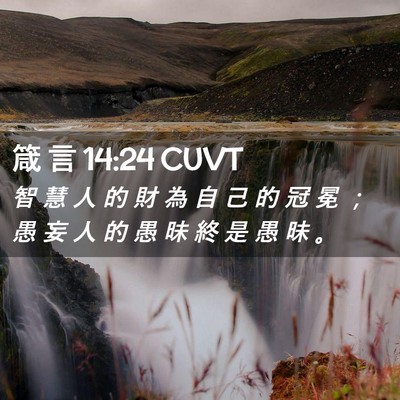 Picture 02 - 箴 言 14:24 CUVT - 智 慧 人 的 財 為 自 己 的 冠 冕 ； - Bible Verse Picture