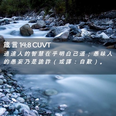 Picture 02 - 箴 言 14:8 CUVT - 通 達 人 的 智 慧 在 乎 明 白 己 道 - Bible Verse Picture