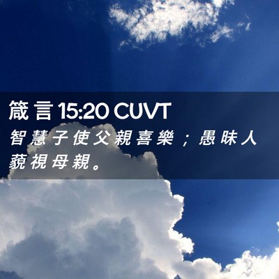 Picture 02 - 箴 言 15:20 CUVT - 智 慧 子 使 父 親 喜 樂 ； 愚 昧 人 - Bible Verse Picture