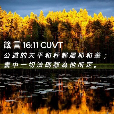 Picture 02 - 箴 言 16:11 CUVT - 公 道 的 天 平 和 秤 都 屬 耶 和 華 - Bible Verse Picture
