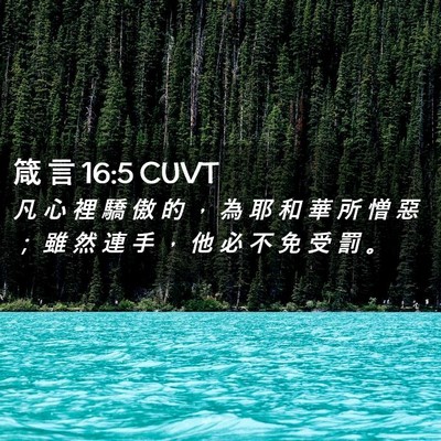 Picture 02 - 箴 言 16:5 CUVT - 凡 心 裡 驕 傲 的 ， 為 耶 和 華 所 - Bible Verse Picture
