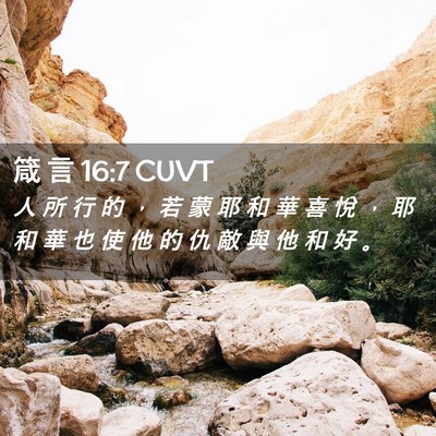 Picture 02 - 箴 言 16:7 CUVT - 人 所 行 的 ， 若 蒙 耶 和 華 喜 悅 - Bible Verse Picture