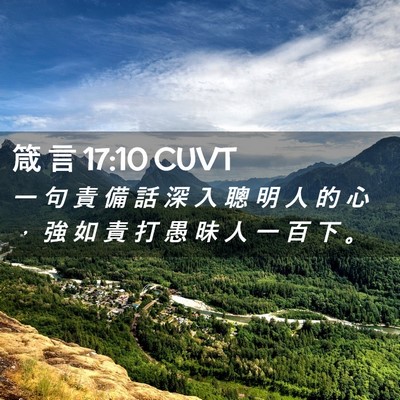 Picture 02 - 箴 言 17:10 CUVT - 一 句 責 備 話 深 入 聰 明 人 的 心 - Bible Verse Picture