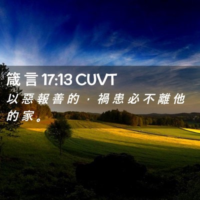 Picture 02 - 箴 言 17:13 CUVT - 以 惡 報 善 的 ， 禍 患 必 不 離 他 - Bible Verse Picture