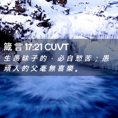 Picture 02 - 箴 言 17:21 CUVT - 生 愚 昧 子 的 ， 必 自 愁 苦 ； 愚 - Bible Verse Picture