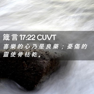 Picture 02 - 箴 言 17:22 CUVT - 喜 樂 的 心 乃 是 良 藥 ； 憂 傷 的 - Bible Verse Picture