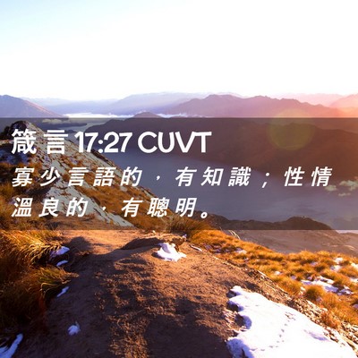 Picture 02 - 箴 言 17:27 CUVT - 寡 少 言 語 的 ， 有 知 識 ； 性 情 - Bible Verse Picture