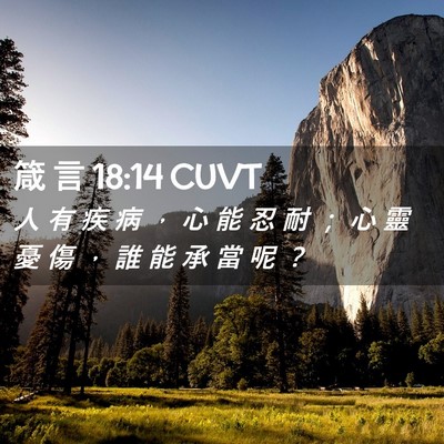 Picture 02 - 箴 言 18:14 CUVT - 人 有 疾 病 ， 心 能 忍 耐 ； 心 靈 - Bible Verse Picture