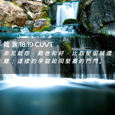 Picture 02 - 箴 言 18:19 CUVT - 弟 兄 結 怨 ， 勸 他 和 好 ， 比 取 - Bible Verse Picture