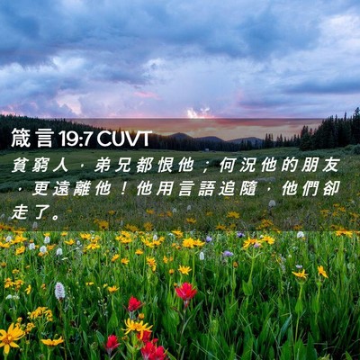 Picture 02 - 箴 言 19:7 CUVT - 貧 窮 人 ， 弟 兄 都 恨 他 ； 何 況 - Bible Verse Picture