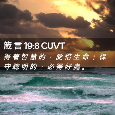 Picture 02 - 箴 言 19:8 CUVT - 得 著 智 慧 的 ， 愛 惜 生 命 ； 保 - Bible Verse Picture