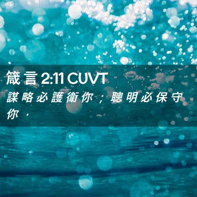 Picture 02 - 箴 言 2:11 CUVT - 謀 略 必 護 衛 你 ； 聰 明 必 保 守 - Bible Verse Picture