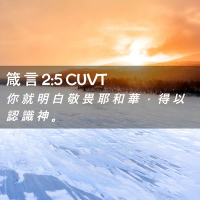 Picture 02 - 箴 言 2:5 CUVT - 你 就 明 白 敬 畏 耶 和 華 ， 得 以 - Bible Verse Picture