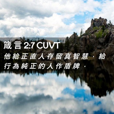 Picture 02 - 箴 言 2:7 CUVT - 他 給 正 直 人 存 留 真 智 慧 ， 給 - Bible Verse Picture
