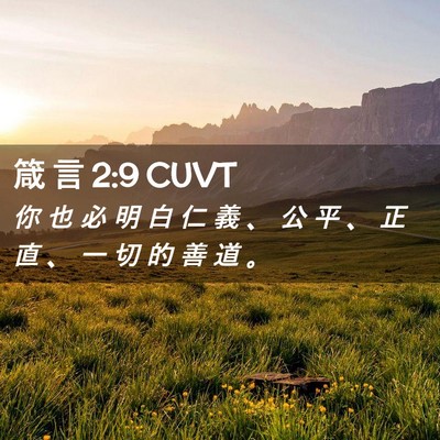 Picture 02 - 箴 言 2:9 CUVT - 你 也 必 明 白 仁 義 、 公 平 、 正 - Bible Verse Picture