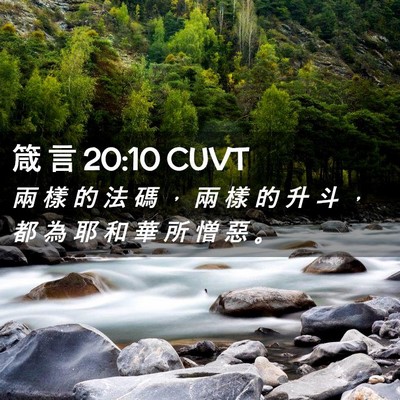 Picture 02 - 箴 言 20:10 CUVT - 兩 樣 的 法 碼 ， 兩 樣 的 升 斗 ， - Bible Verse Picture
