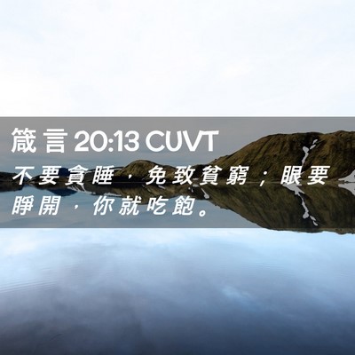 Picture 02 - 箴 言 20:13 CUVT - 不 要 貪 睡 ， 免 致 貧 窮 ； 眼 要 - Bible Verse Picture