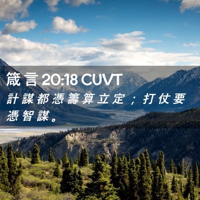 Picture 02 - 箴 言 20:18 CUVT - 計 謀 都 憑 籌 算 立 定 ； 打 仗 要 - Bible Verse Picture