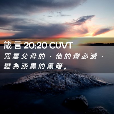 Picture 02 - 箴 言 20:20 CUVT - 咒 罵 父 母 的 ， 他 的 燈 必 滅 ， - Bible Verse Picture