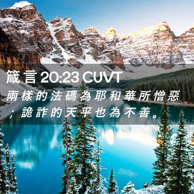 Picture 02 - 箴 言 20:23 CUVT - 兩 樣 的 法 碼 為 耶 和 華 所 憎 惡 - Bible Verse Picture