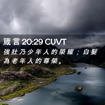 Picture 02 - 箴 言 20:29 CUVT - 強 壯 乃 少 年 人 的 榮 耀 ； 白 髮 - Bible Verse Picture