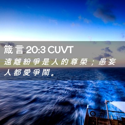 Picture 02 - 箴 言 20:3 CUVT - 遠 離 紛 爭 是 人 的 尊 榮 ； 愚 妄 - Bible Verse Picture