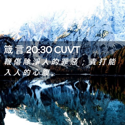Picture 02 - 箴 言 20:30 CUVT - 鞭 傷 除 淨 人 的 罪 惡 ； 責 打 能 - Bible Verse Picture