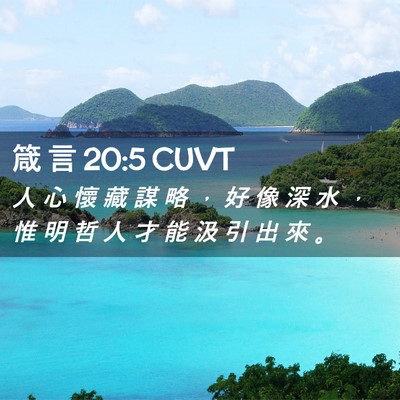 Picture 02 - 箴 言 20:5 CUVT - 人 心 懷 藏 謀 略 ， 好 像 深 水 ， - Bible Verse Picture